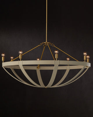 Barrington Eight Light Chandelier in Cream/Brushed Brass