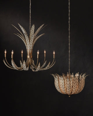 Lamina Three Light Chandelier in Antique Brass/Off-White