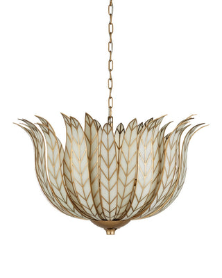 Lamina Three Light Chandelier in Antique Brass/Off-White