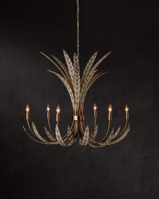 Foliatura Six Light Chandelier in Antique Brass/Off-White