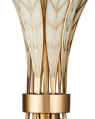 Foliatura Six Light Chandelier in Antique Brass/Off-White