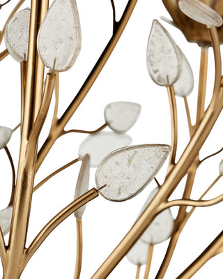 Star Magnolia 15 Light Chandelier in Antique Brass/White/Clear
