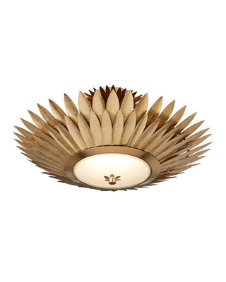 Plumage LED Semi-Flush Mount in Antique Brass/White