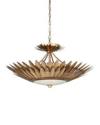 Plumage LED Semi-Flush Mount in Antique Brass/White