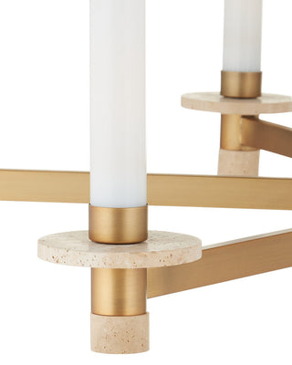 Marcelo Six Light Chandelier in Natural/Antique Brass/White