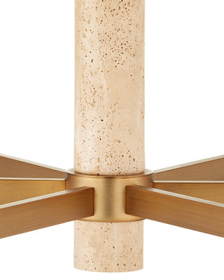 Marcelo Six Light Chandelier in Natural/Antique Brass/White