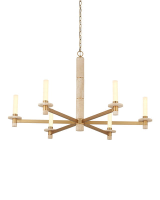 Marcelo Six Light Chandelier in Natural/Antique Brass/White
