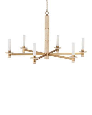 Marcelo Six Light Chandelier in Natural/Antique Brass/White