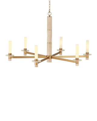 Currey and Company - 9000-1369 - Six Light Chandelier - Marcelo - Natural/Antique Brass/White