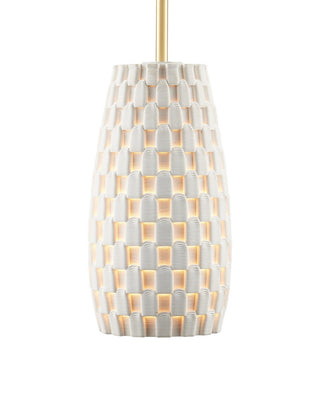 Tessitura One Light Pendant in White/Brass