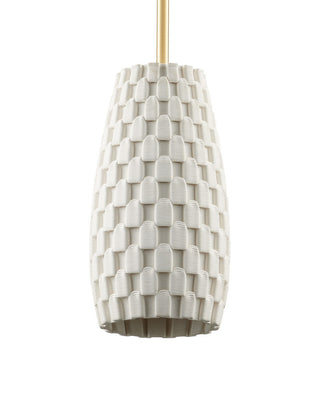Tessitura One Light Pendant in White/Brass