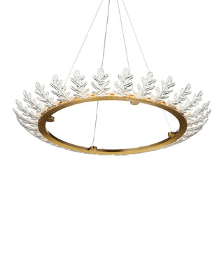 Oakwreath LED Chandelier in Polished Antique Brass/Clear