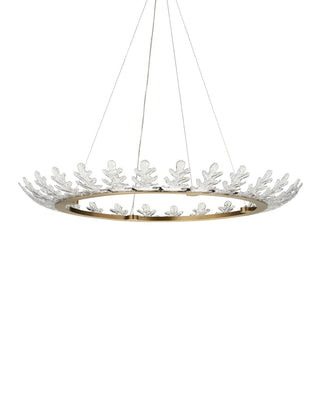 Oakwreath LED Chandelier in Polished Antique Brass/Clear