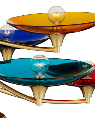 Veneto Nine Light Chandelier in Blue/Yellow/Red/Polished Brass