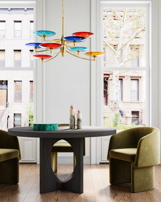Veneto Nine Light Chandelier in Blue/Yellow/Red/Polished Brass