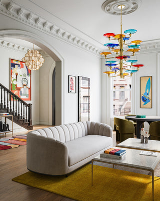 Veneto 21 Light Chandelier in Blue/Yellow/Red/Polished Brass