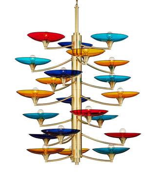 Currey and Company - 9000-1375 - 21 Light Chandelier - Veneto - Blue/Yellow/Red/Polished Brass