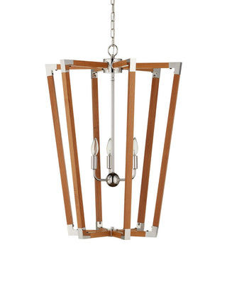 Boyd Three Light Chandelier in Natural/Polished Nickel
