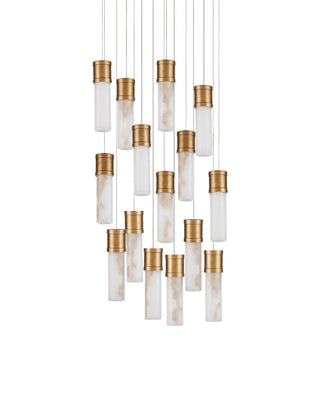 Cannula 15 Light Pendant in Vintage Brass/White/Silver