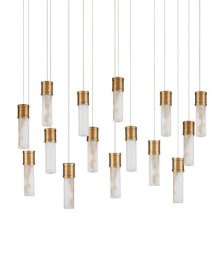 Cannula 15 Light Pendant in Vintage Brass/White/Silver