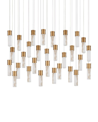 Cannula 30 Light Pendant in Vintage Brass/White/Silver