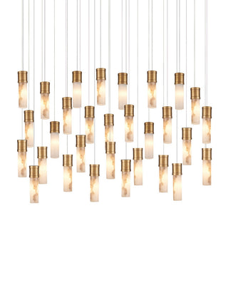Currey and Company - 9000-1384 - 30 Light Pendant - Cannula - Vintage Brass/White/Silver