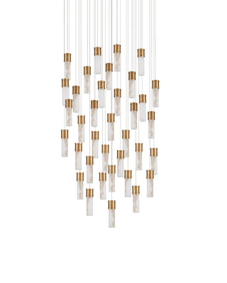 Cannula 36 Light Pendant in Vintage Brass/White/Silver
