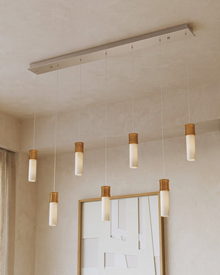 Cannula Seven Light Pendant in Vintage Brass/White/Silver