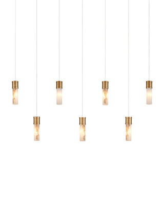 Currey and Company - 9000-1386 - Seven Light Pendant - Cannula - Vintage Brass/White/Silver