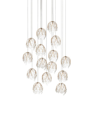 Currey and Company - 9000-1390 - 15 Light Pendant - Banyan - Antique Brass/Clear/Silver