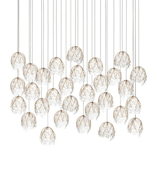 Currey and Company - 9000-1392 - 30 Light Pendant - Banyan - Antique Brass/Clear/Silver