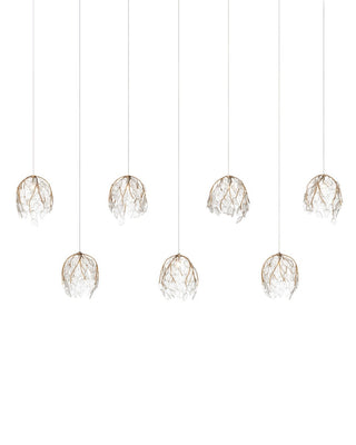 Currey and Company - 9000-1394 - Seven Light Pendant - Banyan - Antique Brass/Clear/Silver