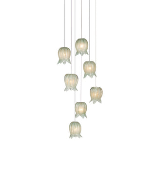 Currey and Company - 9000-1397 - Seven Light Pendant - Polpo - Green/Silver