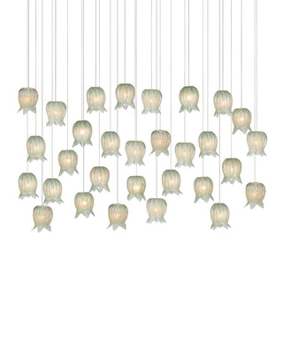 Currey and Company - 9000-1400 - 30 Light Pendant - Polpo - Green/Silver