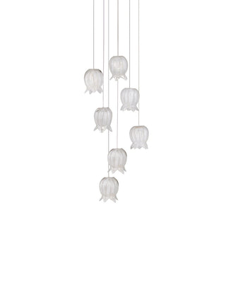 Polpo Seven Light Pendant in White/Silver