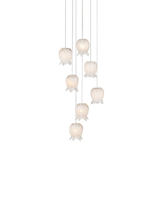 Currey and Company - 9000-1405 - Seven Light Pendant - Polpo - White/Silver