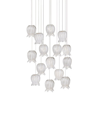 Polpo 15 Light Pendant in White/Silver
