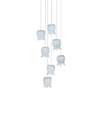 Polpo Seven Light Pendant in Blue/Silver