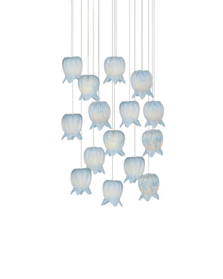 Currey and Company - 9000-1414 - 15 Light Pendant - Polpo - Blue/Silver