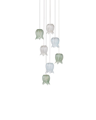 Polpo Seven Light Pendant in Blue/Green/White/Silver