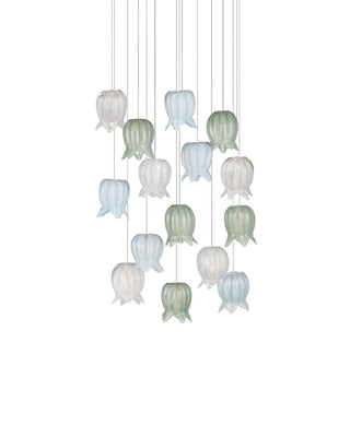 Polpo 15 Light Pendant in Blue/Green/White/Silver
