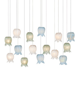 Currey and Company - 9000-1422 - 15 Light Pendant - Polpo - Blue/Green/White/Silver