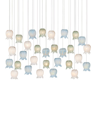 Currey and Company - 9000-1423 - 30 Light Pendant - Polpo - Blue/Green/White/Silver