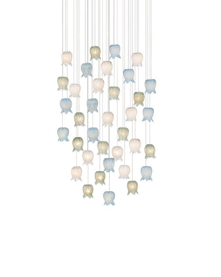 Currey and Company - 9000-1424 - 36 Light Pendant - Polpo - Blue/Green/White/Silver