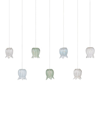Polpo Seven Light Pendant in Blue/Green/White/Silver