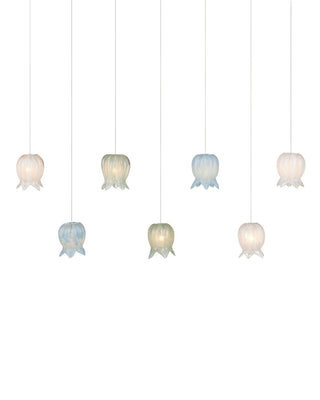 Currey and Company - 9000-1425 - Seven Light Pendant - Polpo - Blue/Green/White/Silver