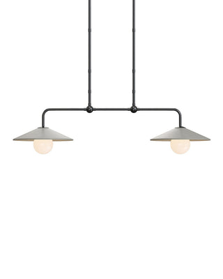 Bothy Two Light Pendant in Natural/Black/Frosted White