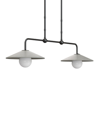Bothy Two Light Pendant in Natural/Black/Frosted White