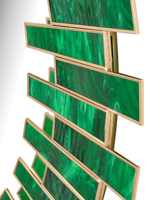 Glasdele Emerald Mirror in Green/Antique Brass