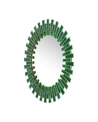 Glasdele Emerald Mirror in Green/Antique Brass